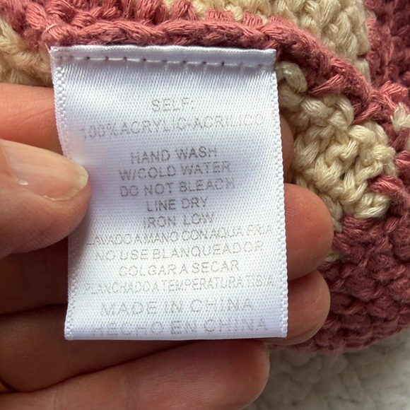 Listicle Cream and Dusty Rose Crochet Striped Tank Top - Picture 4 of 4